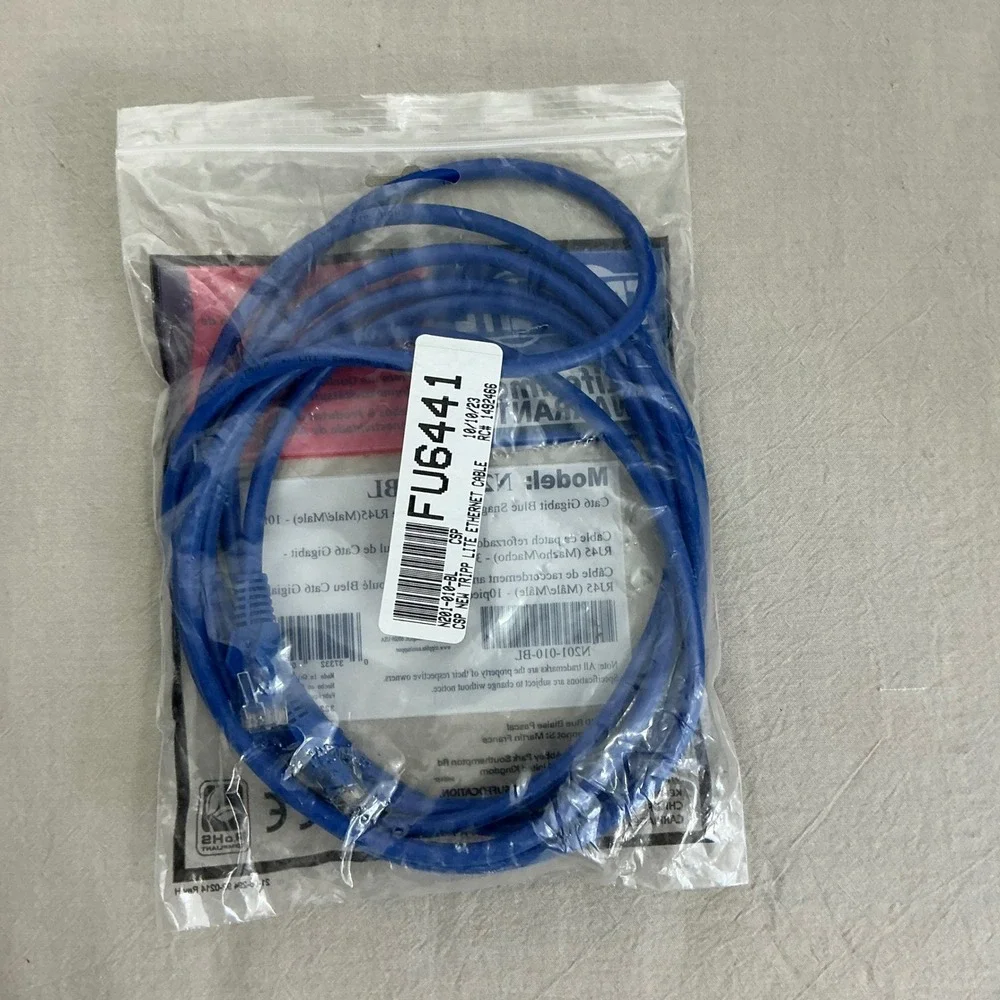 Tripp Lite N201-010-BL Cat6 Gigabit Blue Snagless Patch Cable RJ45 10ft 3m